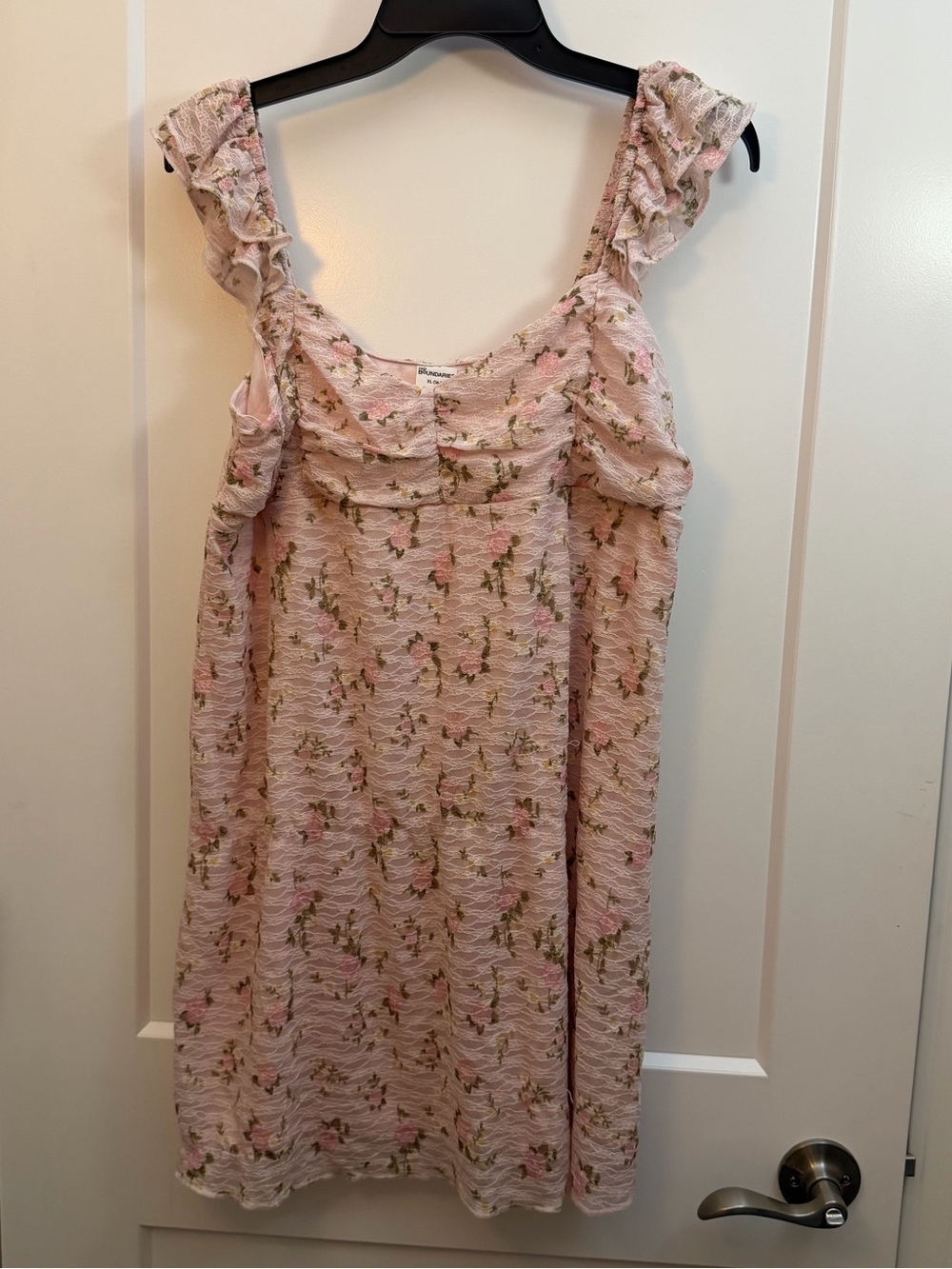 XL Light Pink Floral Ruffle Strap Sundress